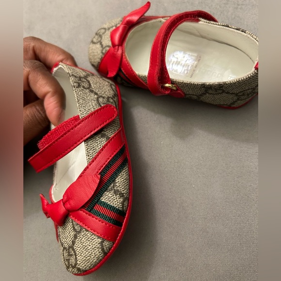 KIDS (Baby) Gucci GG Supreme bow-detail ballerina shoes - Picture 7 of 8